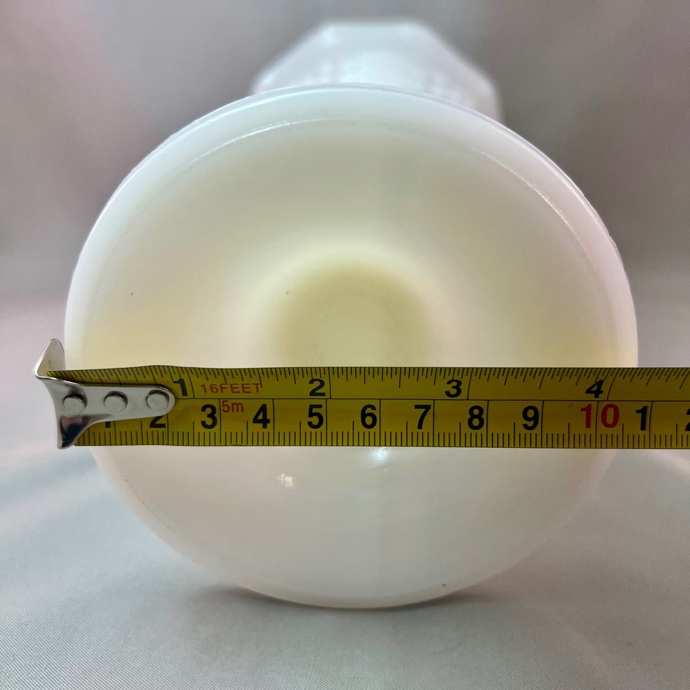 Vintage Milk Glass Hobnail Trumpet Vase White 9.5" Scalloped Rim Pedestal Base - Picture 9 of 12